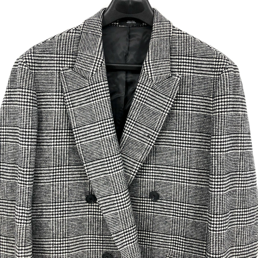 NORDSTROM Men's Glen Wool Blend Topcoat XL Black White Plaid XL NWT