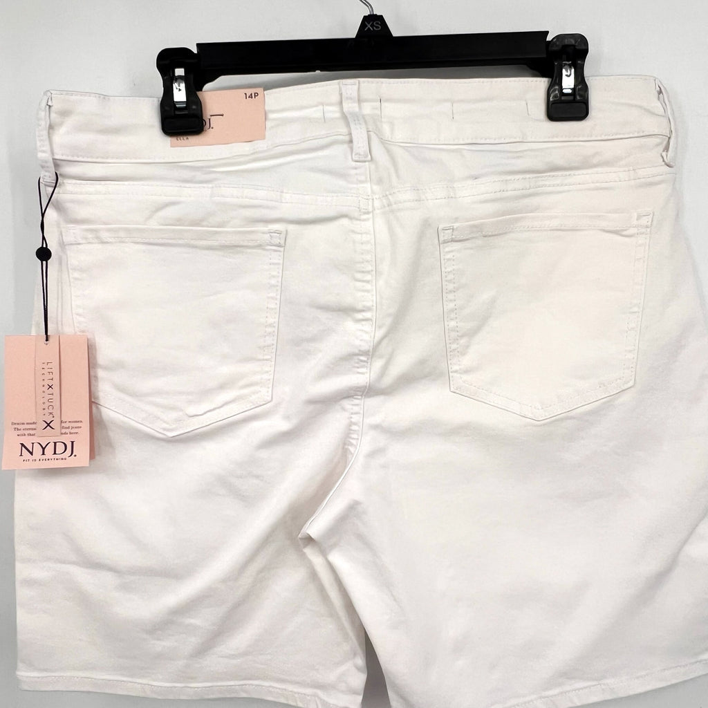 NYDJ Womens Ella Denim Shorts Size 14 PETITE Optic White 8" Inseam NWT