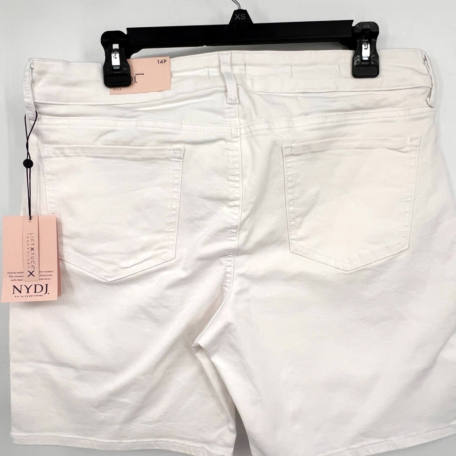 NYDJ Womens Ella Denim Shorts Size 14 PETITE Optic White 8" Inseam NWT