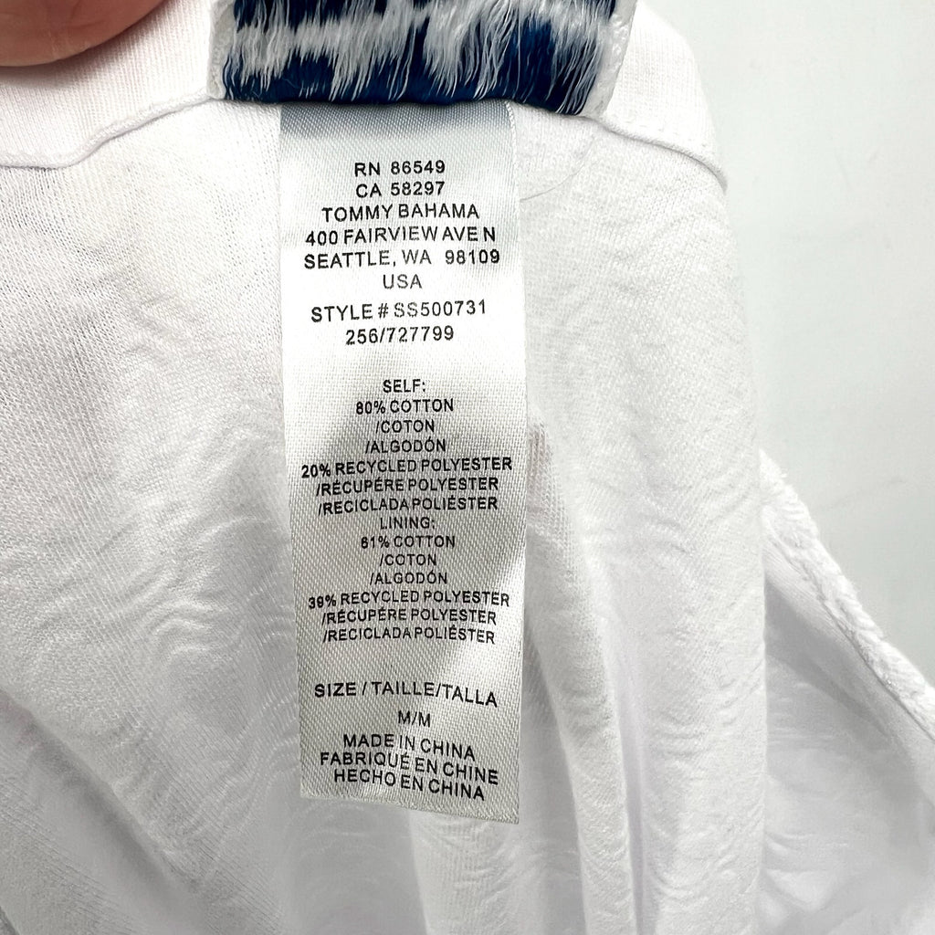 TOMMY BAHAMA Terry Romper Cover Up Medium White Side Tie Textured Spa NWT