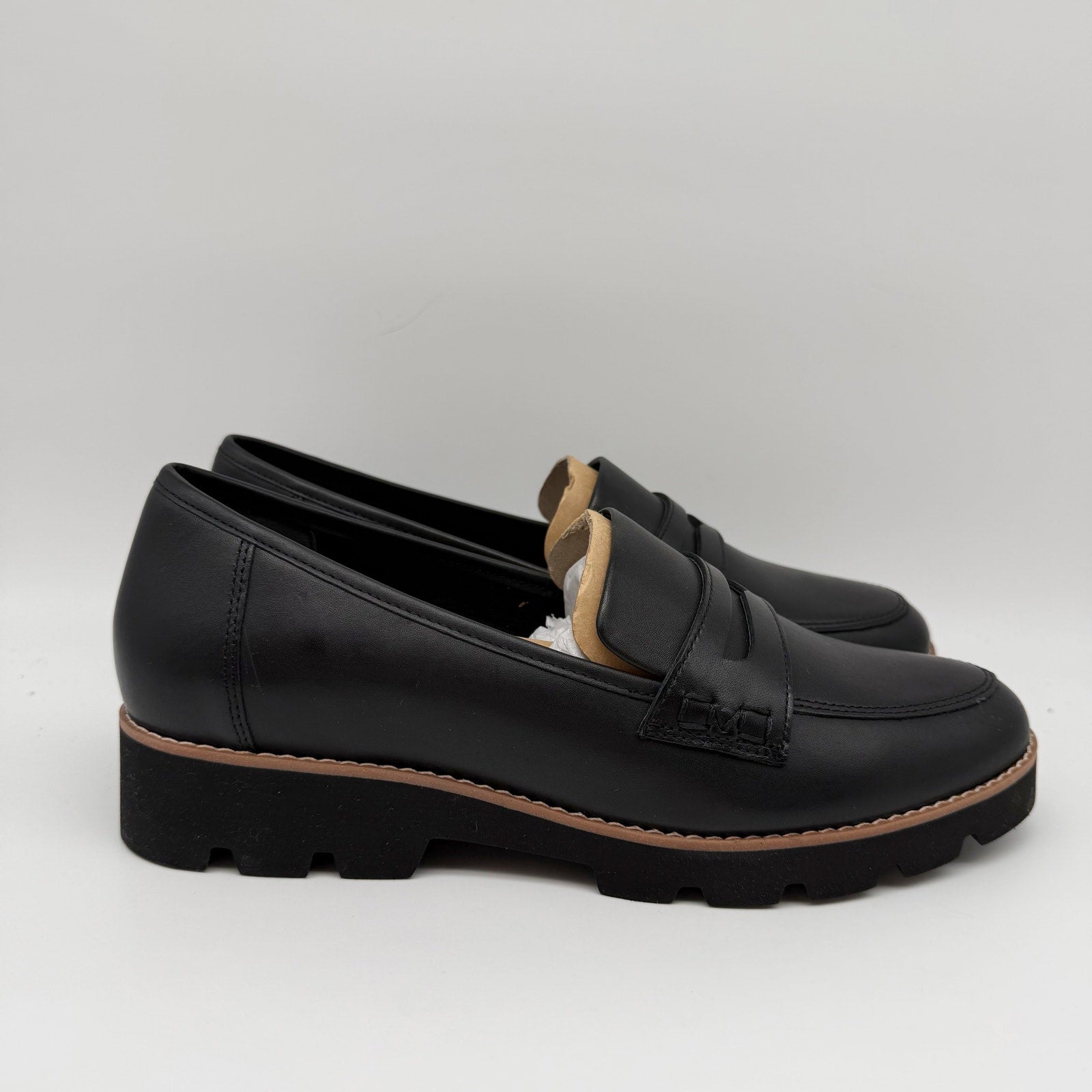 Vionic Womens Cheryl ll Loafers US 8 Wide EU 38.5 Black Leather NIB