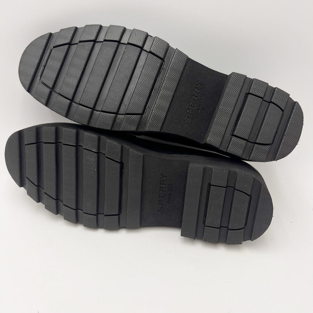Sperry Womens Chunky Penny Loafers Size 6.5 M Black Leather Shearling Top NWOB
