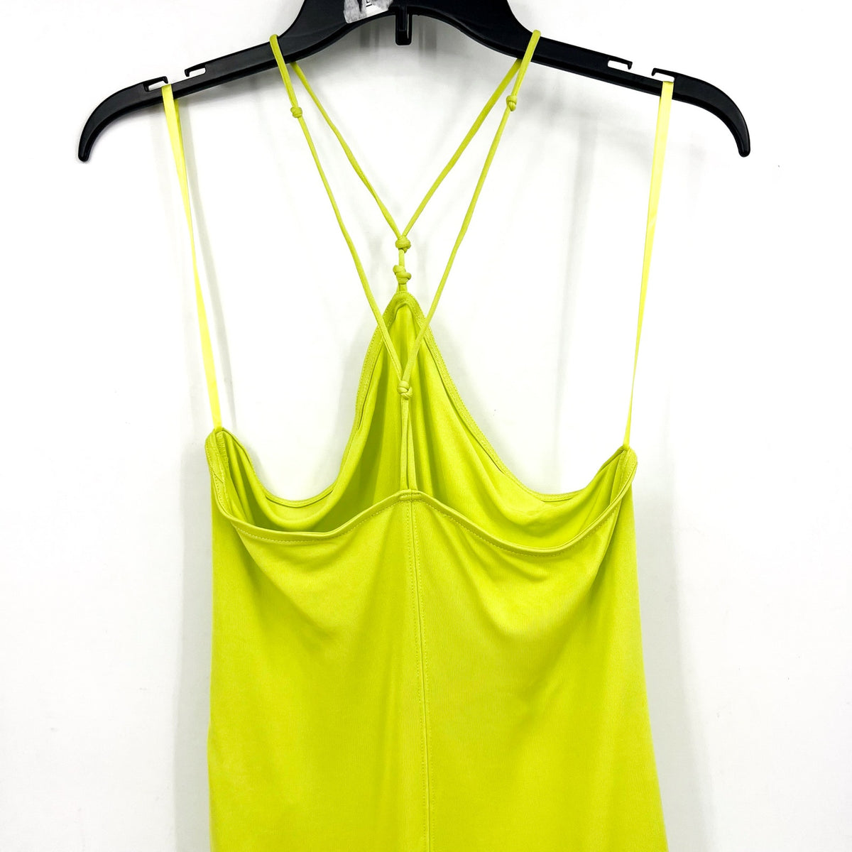  FRAME Women's Delicate Knot Tank Bodysuit Large Flash Lime Green NWOT