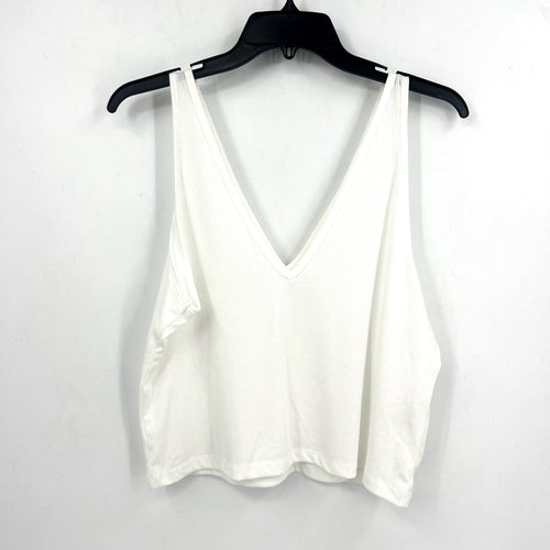 ABOUND Womens Double V-Neck Ribbed Crop Tank Top XXL White Stretch NWT