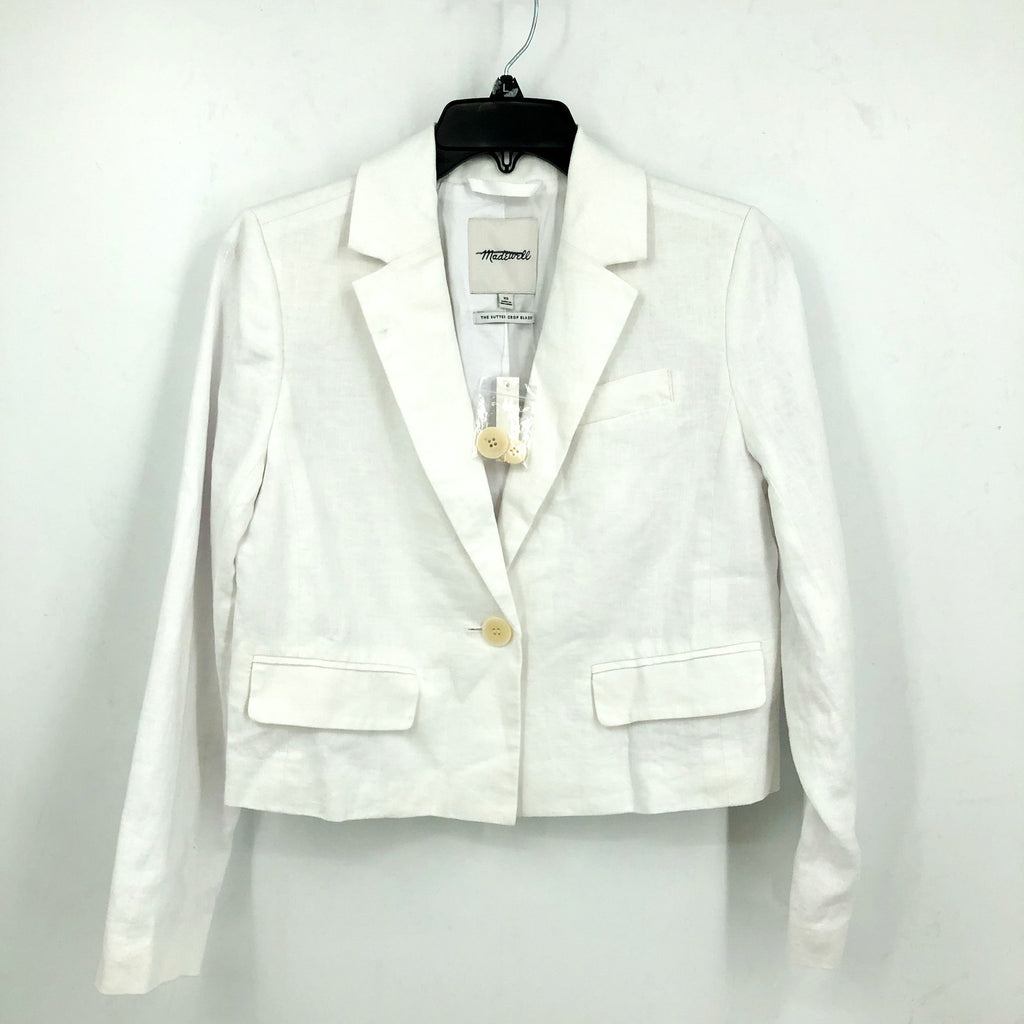 MADEWELL Women's The Sutter Crop Blazer Medium White Linen NO903 NWT