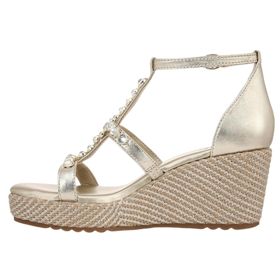 Naturalizer Womens Serena Strappy Wedge Sandals Size 8.5 Champagne Metallic NWOB