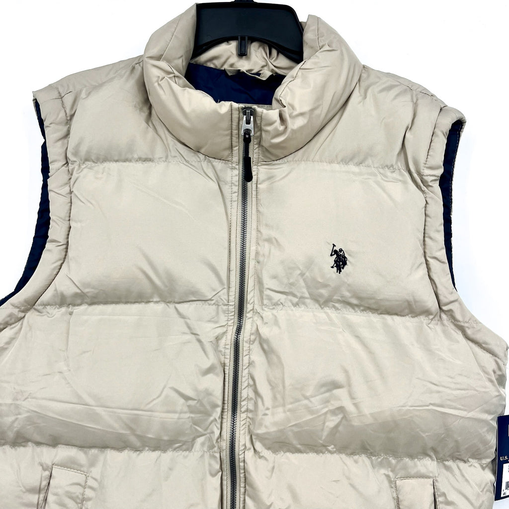 U.S. POLO ASSN. Men's Solid Signature Puffer Vest Large Thompson Khaki NWT