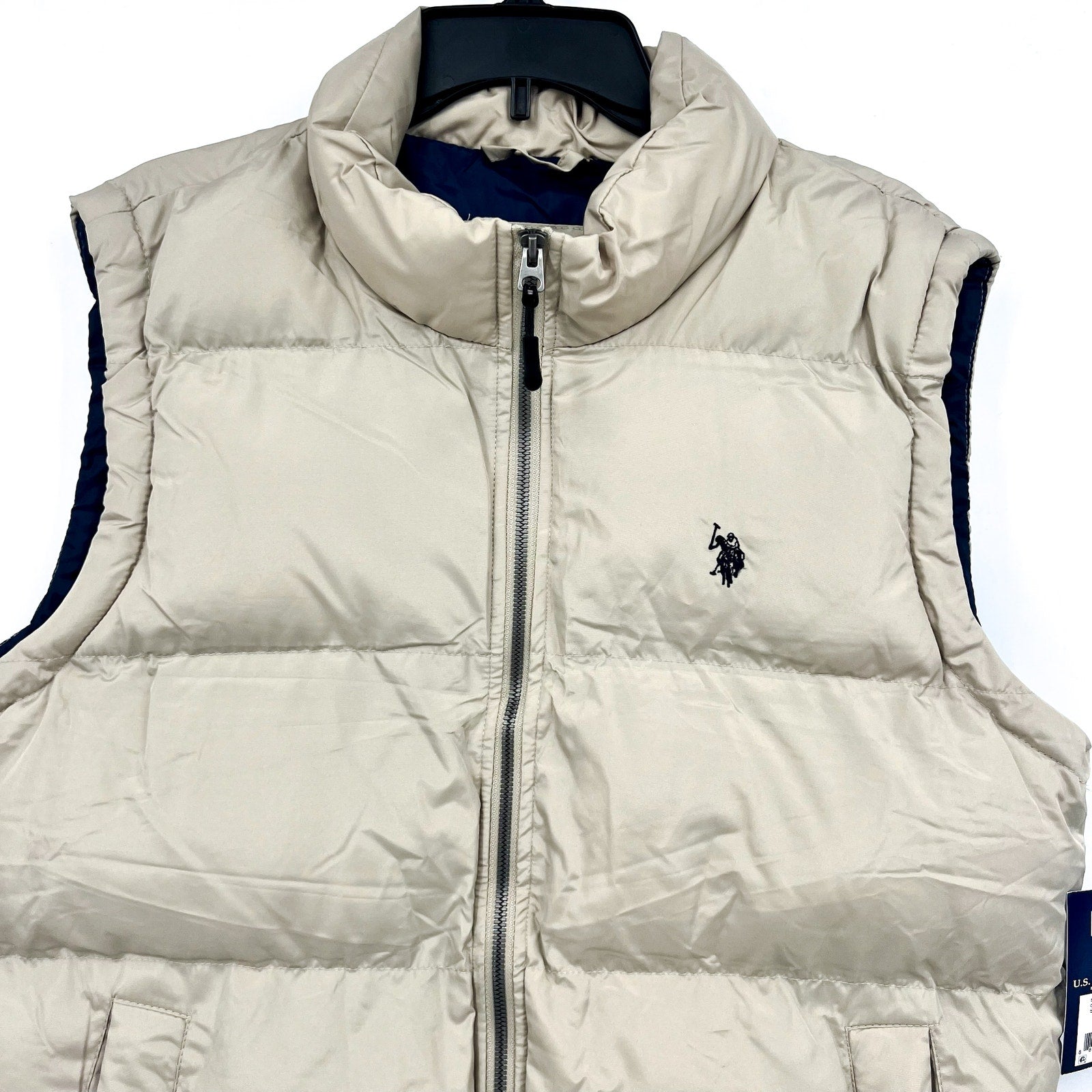 U.S. POLO ASSN. Men's Solid Signature Puffer Vest Large Thompson Khaki NWT