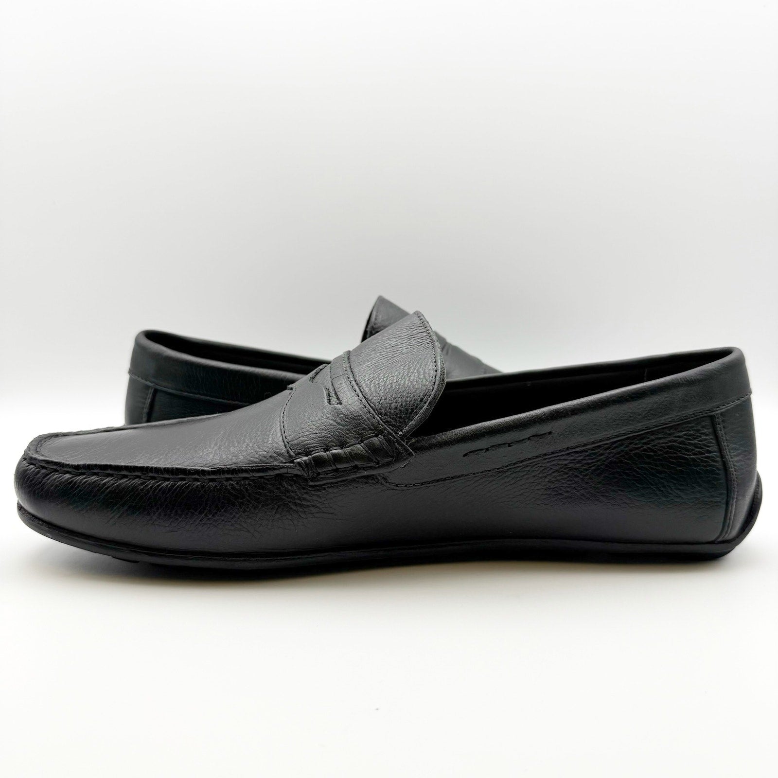 Marc Joseph New York Mens Nebraska Loafers US 11 Black Leather Grainy Shoe NIB