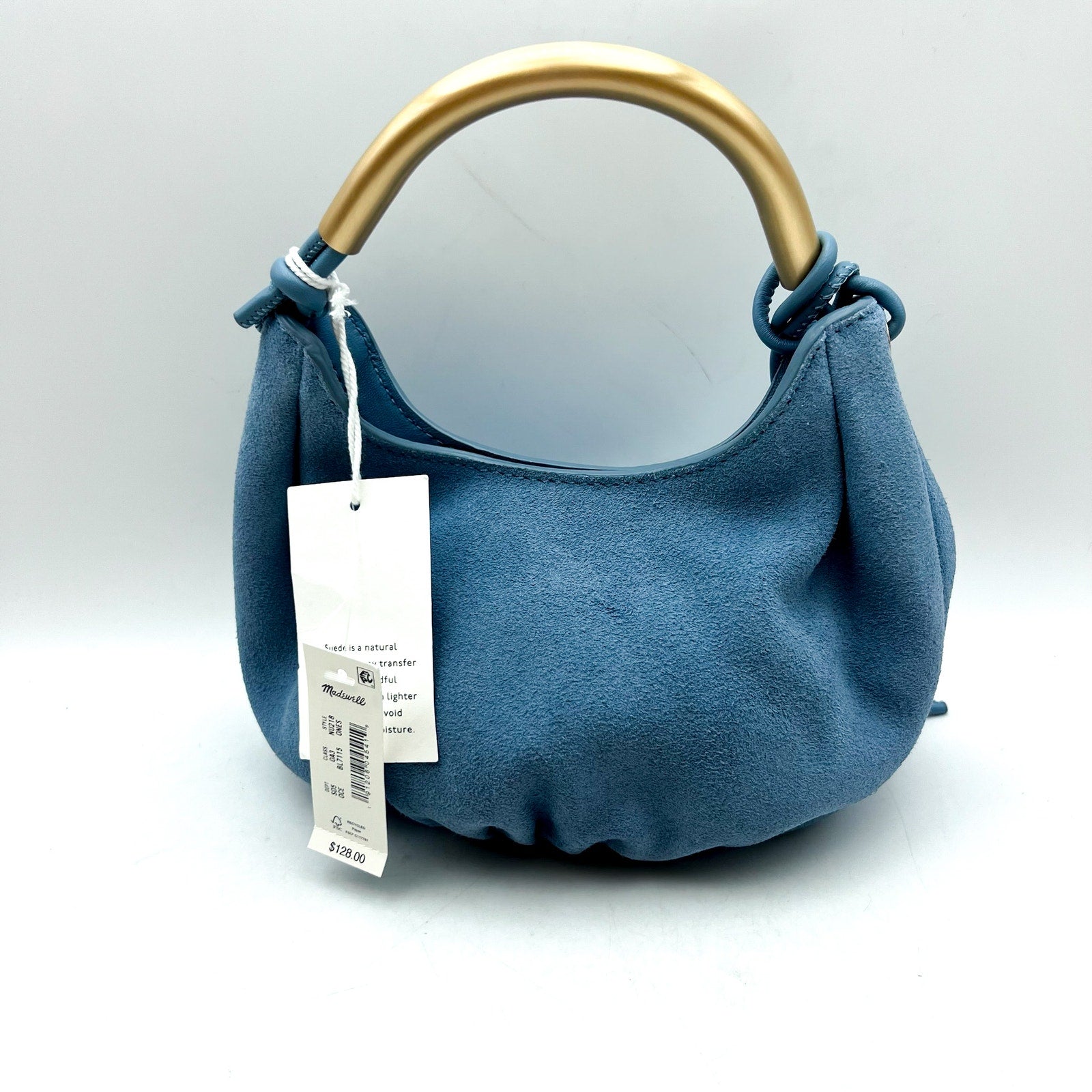 MADEWELL Women's The Mini Camren Handbag Blue Ocean Suede Leather NWT