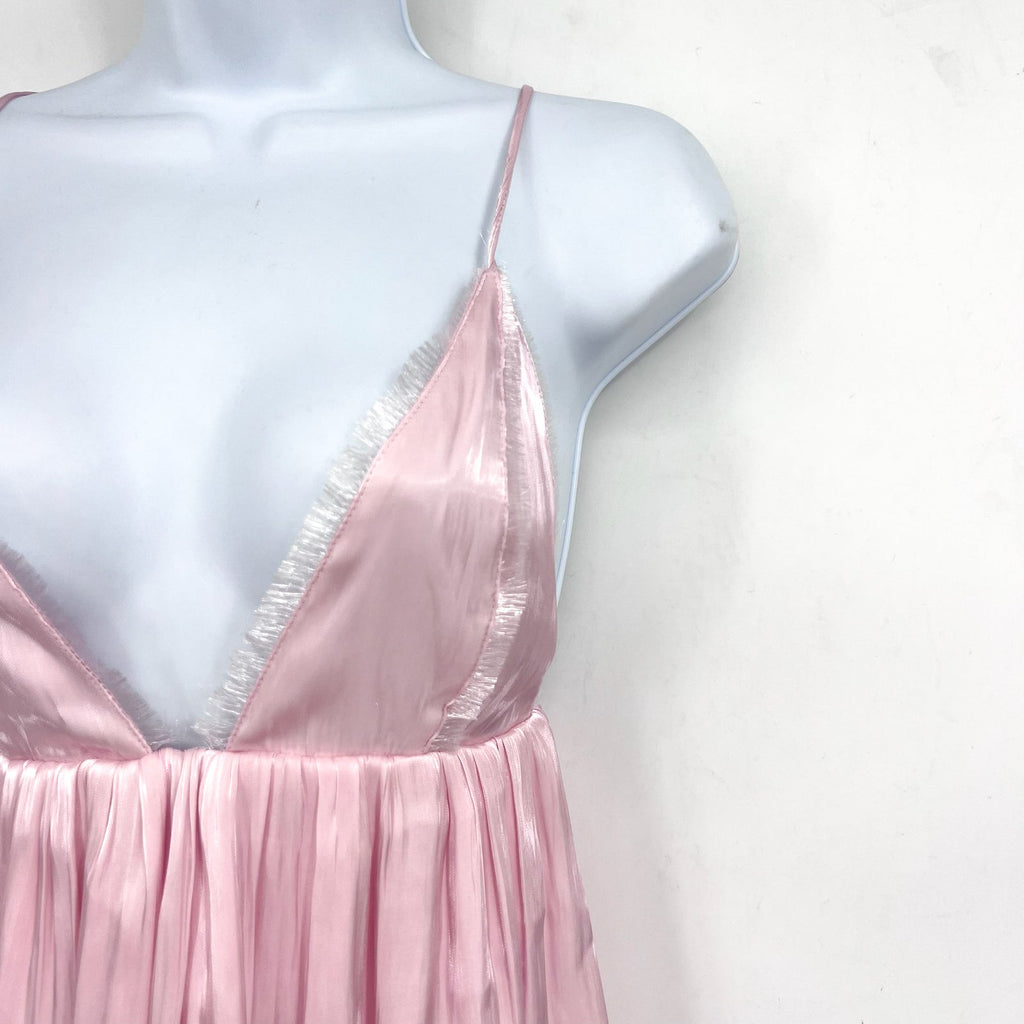 GANNI Womens Changeant Strap Dress Size 38 US 6 Chalk Pink Satin Slip Dress NWOT