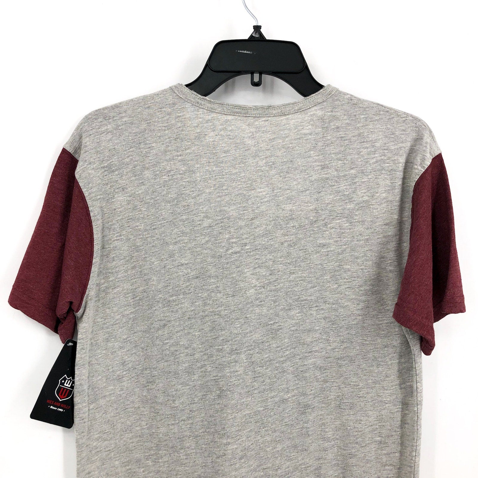 WES & WILLY  Boys Texas A&M Baseball Henley Tshirt Large Grey Red NWT