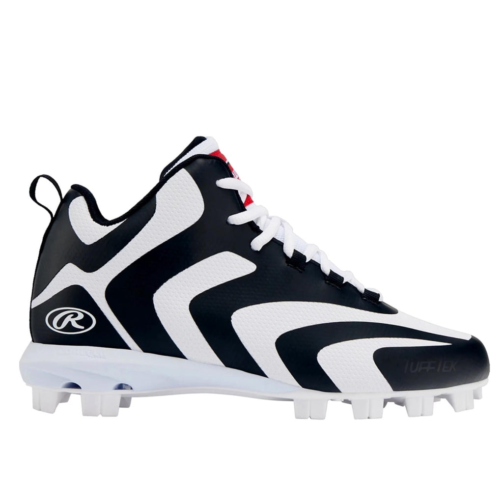 Rawlings Boys Rookie Mid Baseball Cleats US 4 EU 36 Black White NIB