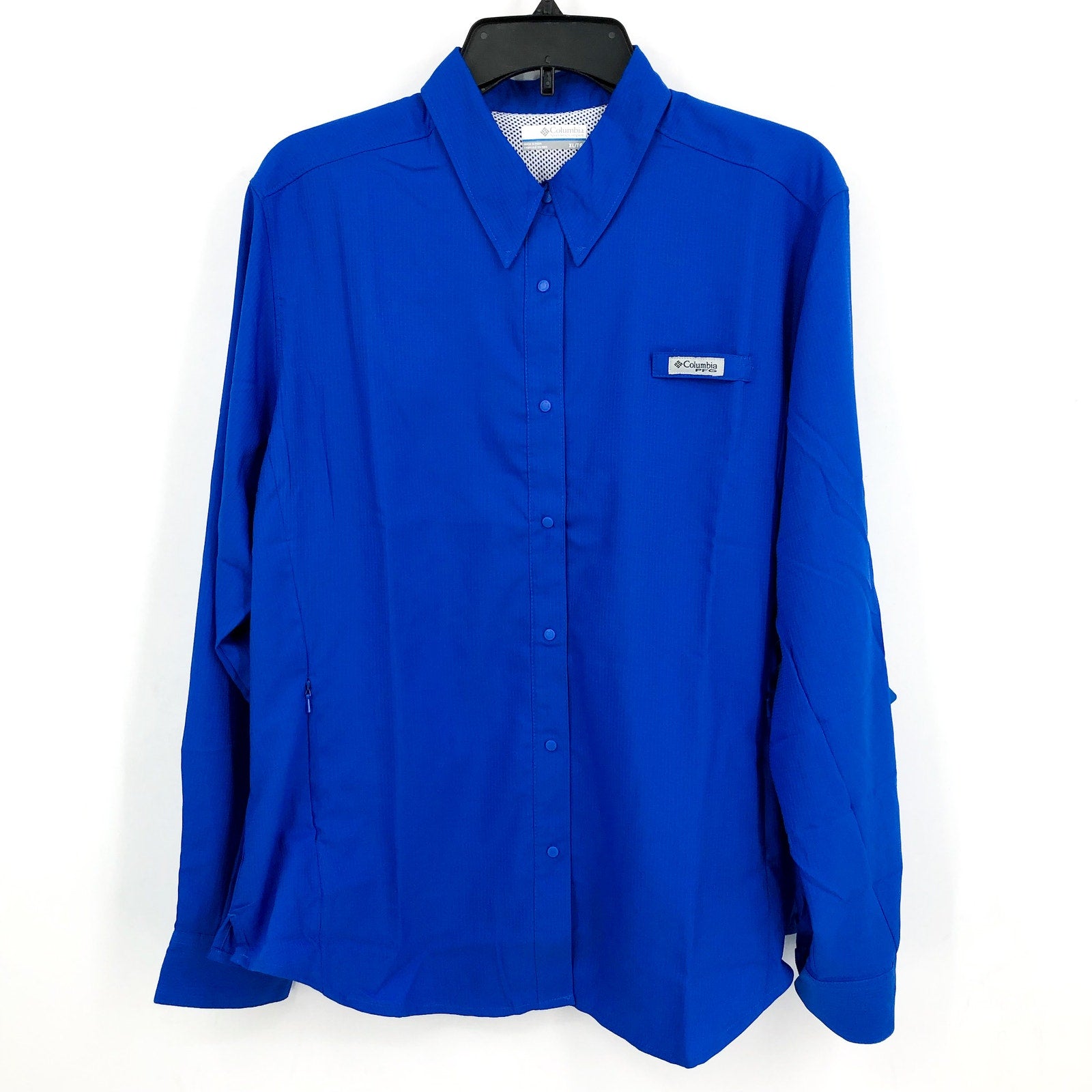 COLUMBIA Women’s PFG Tamiami II Long Sleeve Shirt XL Blue Macaw UPF 40 NWT