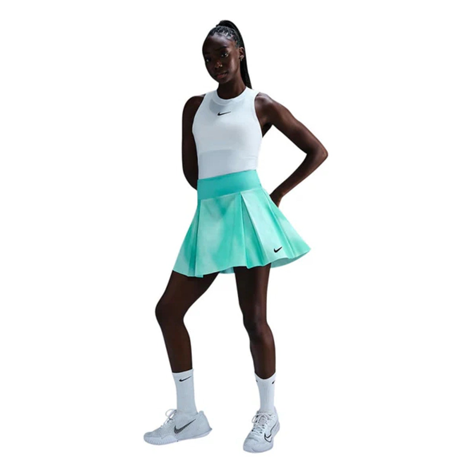 NIKE Women's Dri-Fit  Pleated Tennis Skirt XS Glacier Blue Print Skort NWT