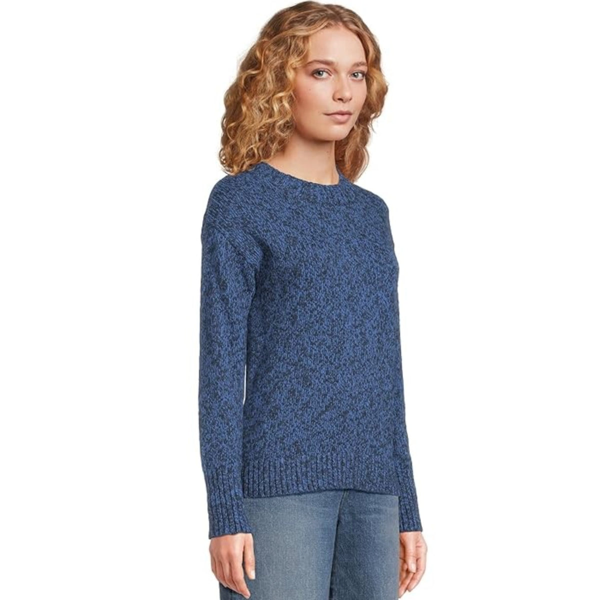 L.L BEAN Women's Cotton Ragg Sweater Medium Classic Navy Blue Crewneck NWT