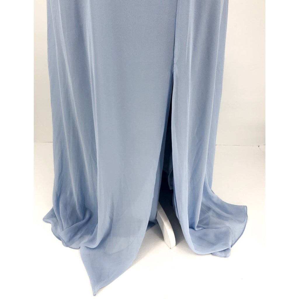 AFTER SIX Lux Chiffon Sweetheart Maxi Dress Size 6R Sky Blue Wide Strap NWT