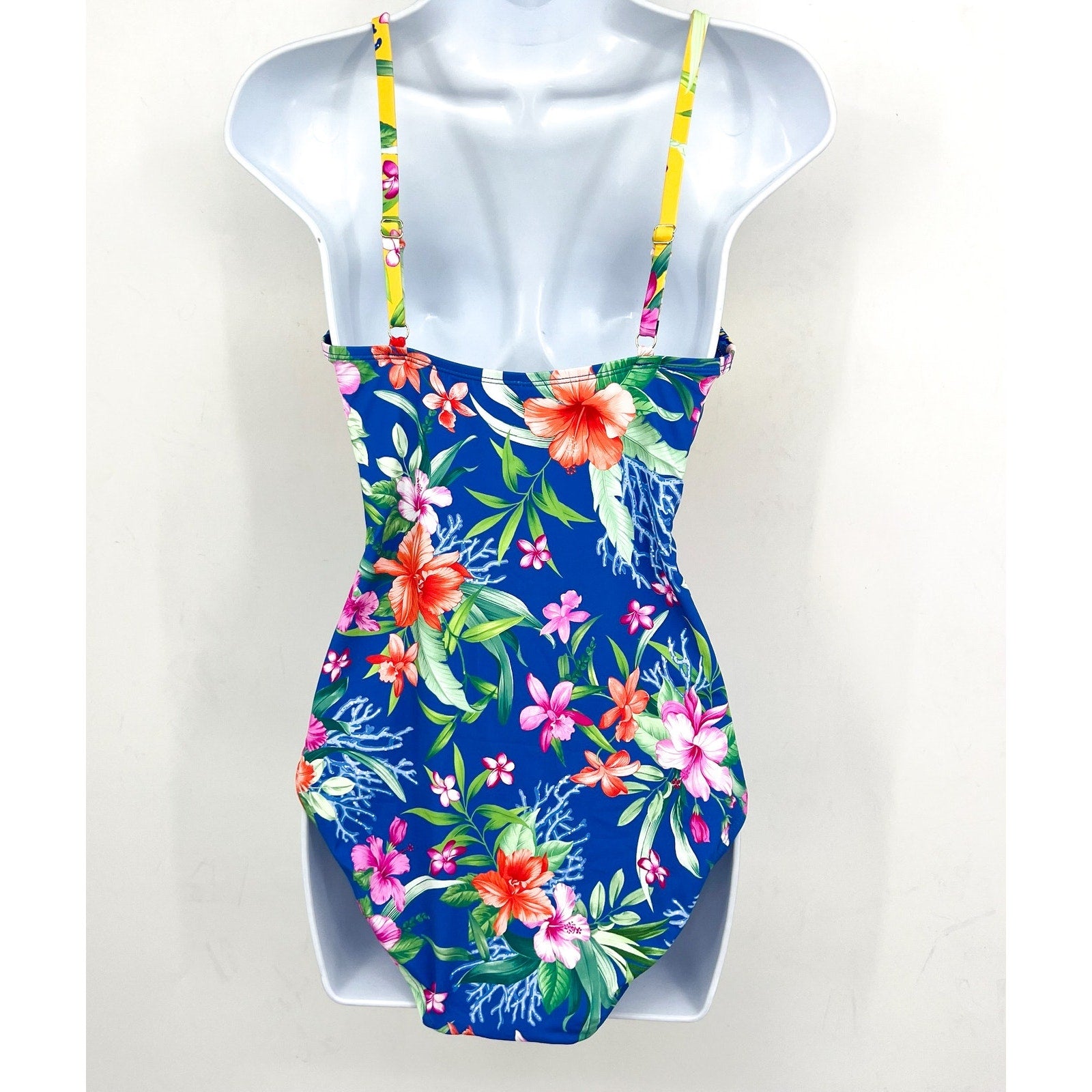 TOMMY BAHAMA Womens Isola Vita One-Piece Swimsuit Size 16 Yellow Blue Floral NWT