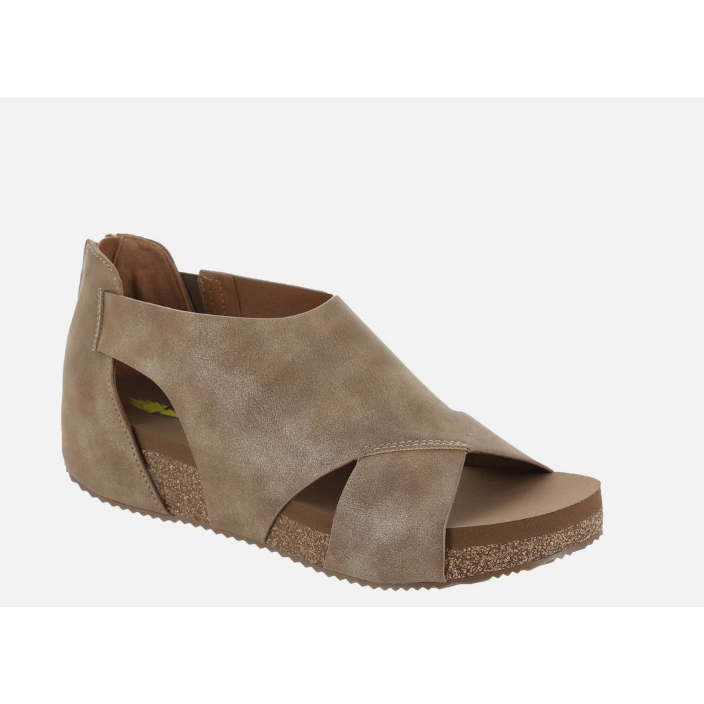 Volatile Womens Barstow Cork Wedge Sandals Size 6 Brown Tan PeeptoeNIB