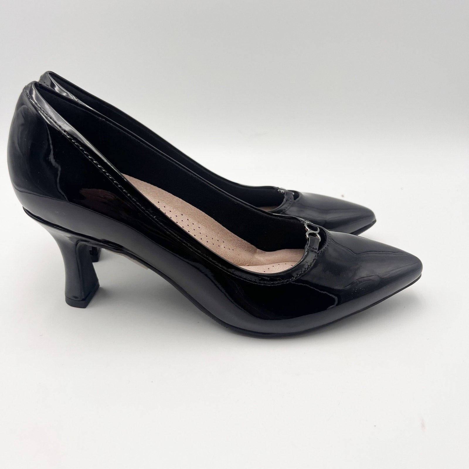 Clarks Womens Kataleyna West Heels Size 7 M Black Patent Leather Pumps NIB