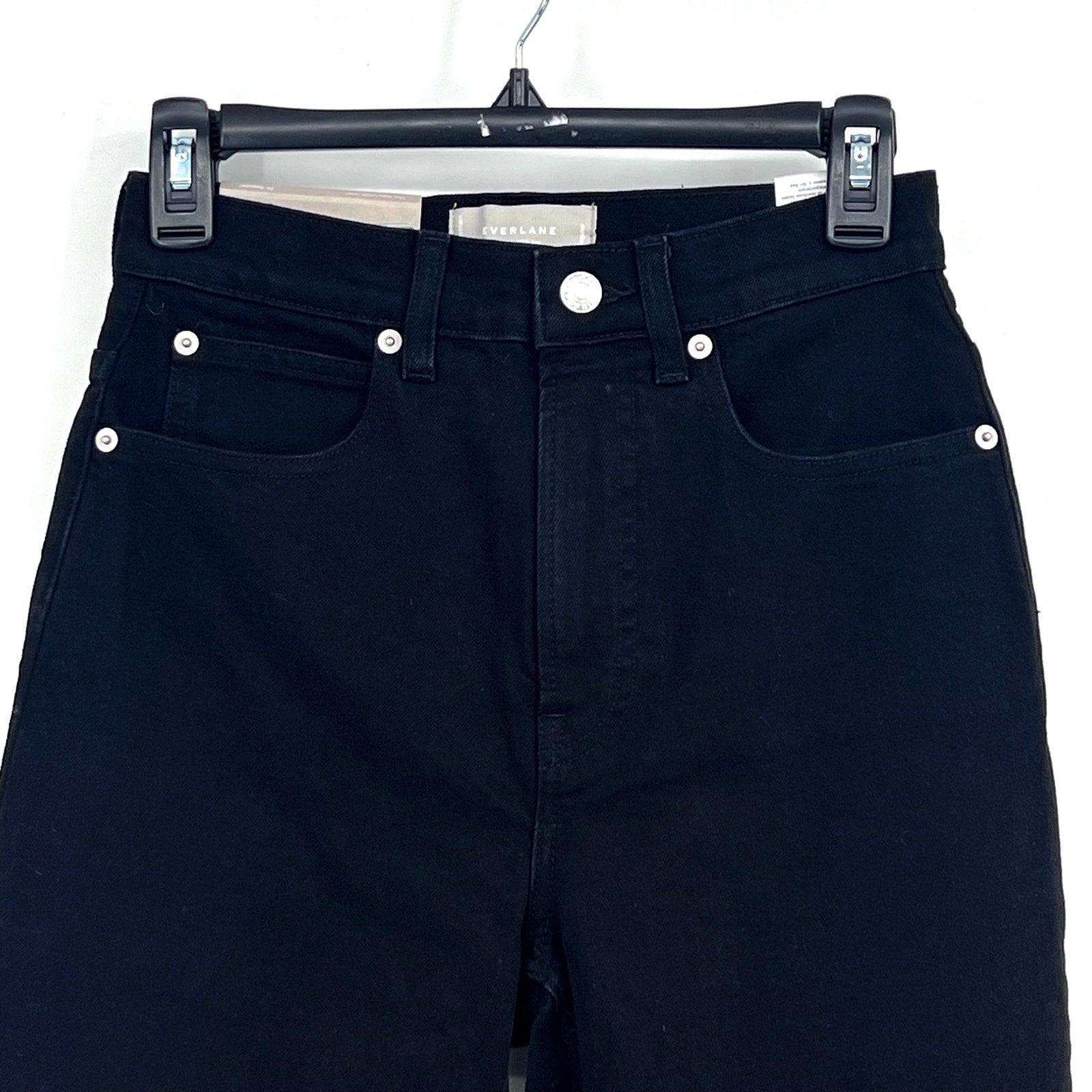 EVERLANE Women's The Way-High Jeans 23x25 US 000 Black Straight Leg NWT