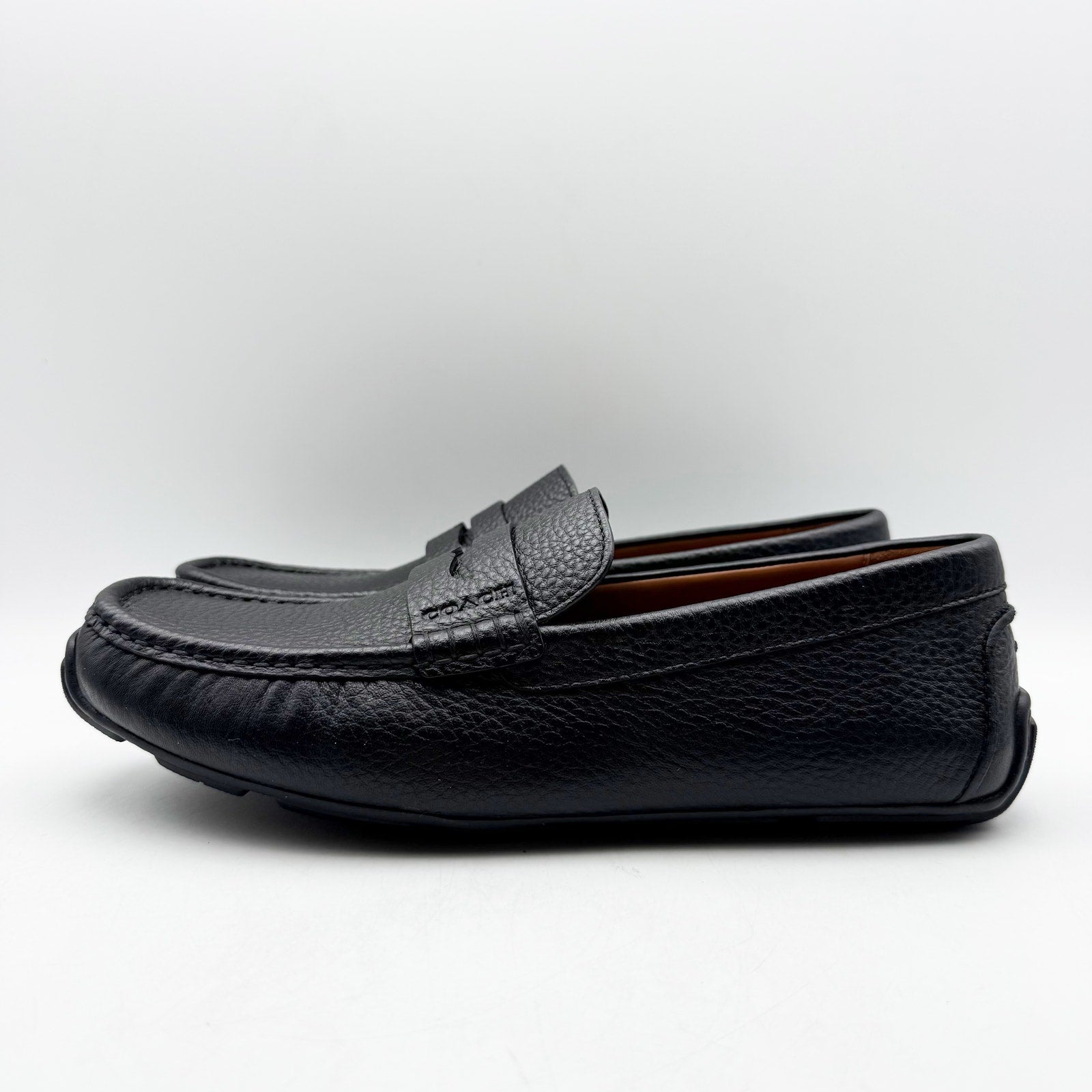 Coach Mens Luca Driver Loafer US 7.5 EU 40.5 Black Leather Slip On Round Toe NIB