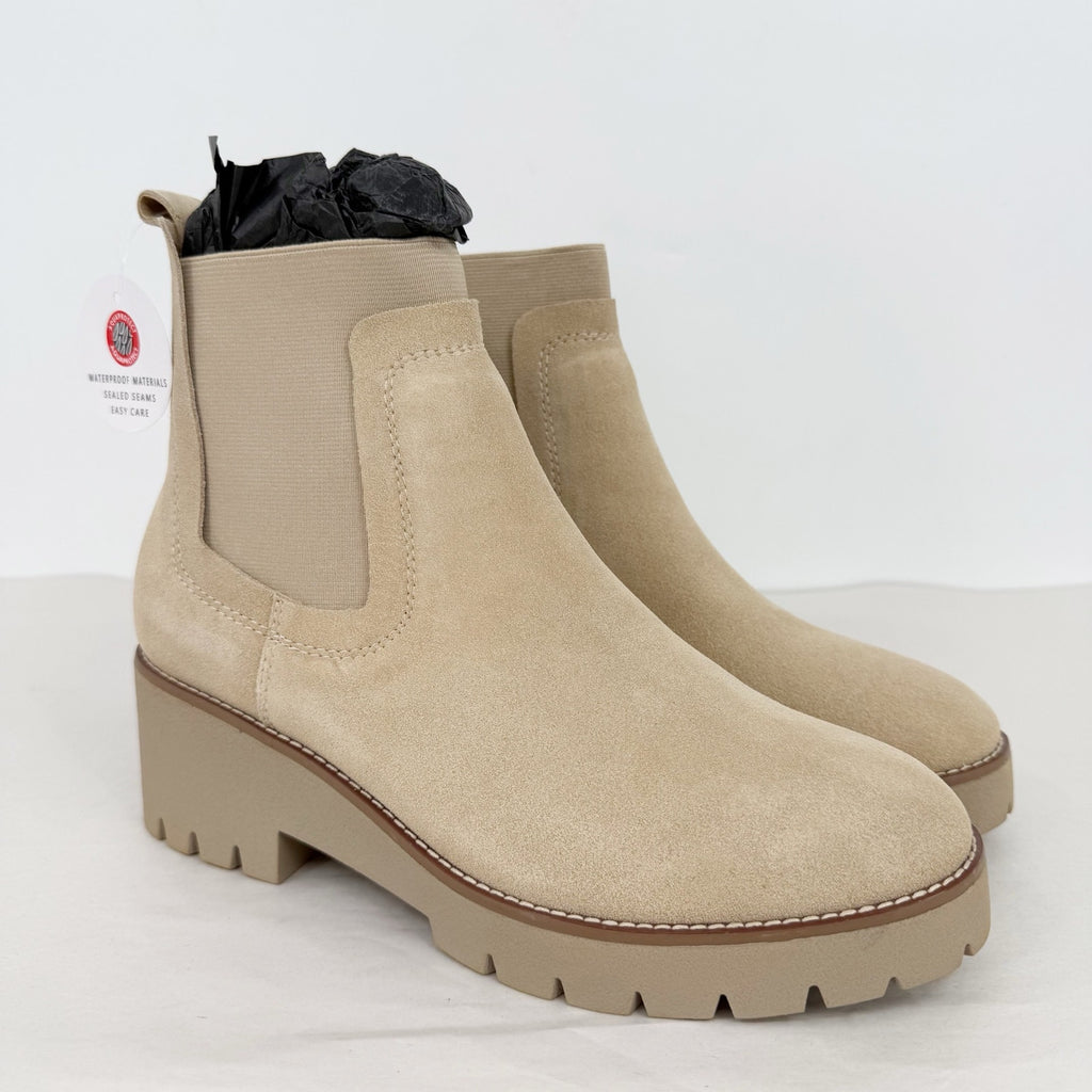 Blondo Womens Dyme Ankle Boots US 10 M Beige Sand Suede Waterproof NWOB