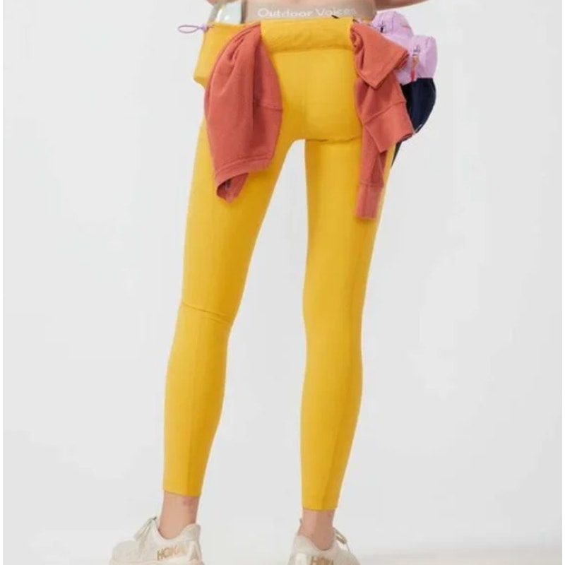 OUTDOOR VOICES Women's Snacks 7/8 Leggings XS Yellow Cider Mini Sidepack NWT