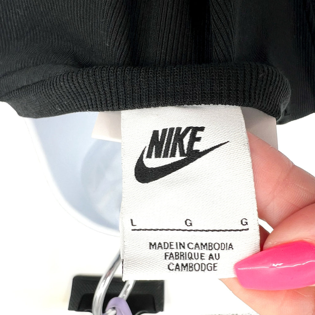 NIKE Sportswear Chill Knit Tight Cropped Mini-Rib Tank Top Large Black NWT