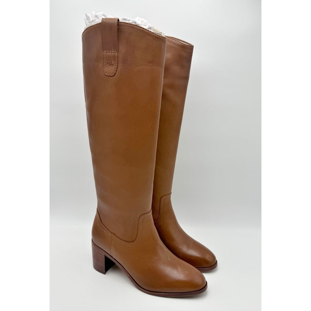 Lauren Ralph Lauren Womens Carla Knee High Boots US 5.5 B Brown Leather NIB