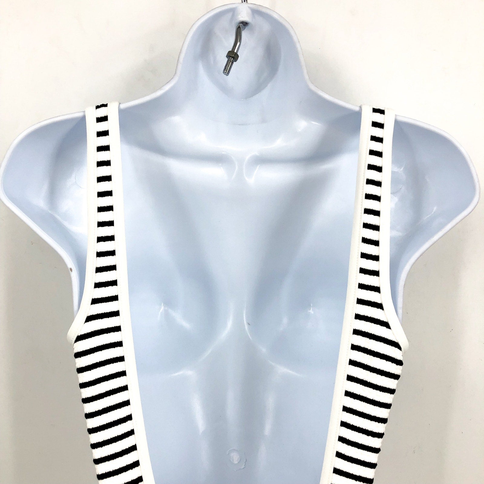 L*SPACE Coco Classic One-Piece Swimsuit Small Black White Sail Along Stripe NWT