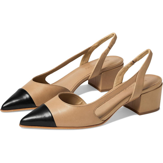 Bernardo Women Monroe Heel US 9.5 M Black Tan Leather Sling Back Pointed Toe NIB