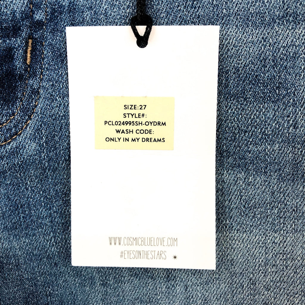 STITCH FIX X COSMIC BLUE LOVE Cuffed Denim Shorts Size 27 US 4 Blue Mid Rise NWT