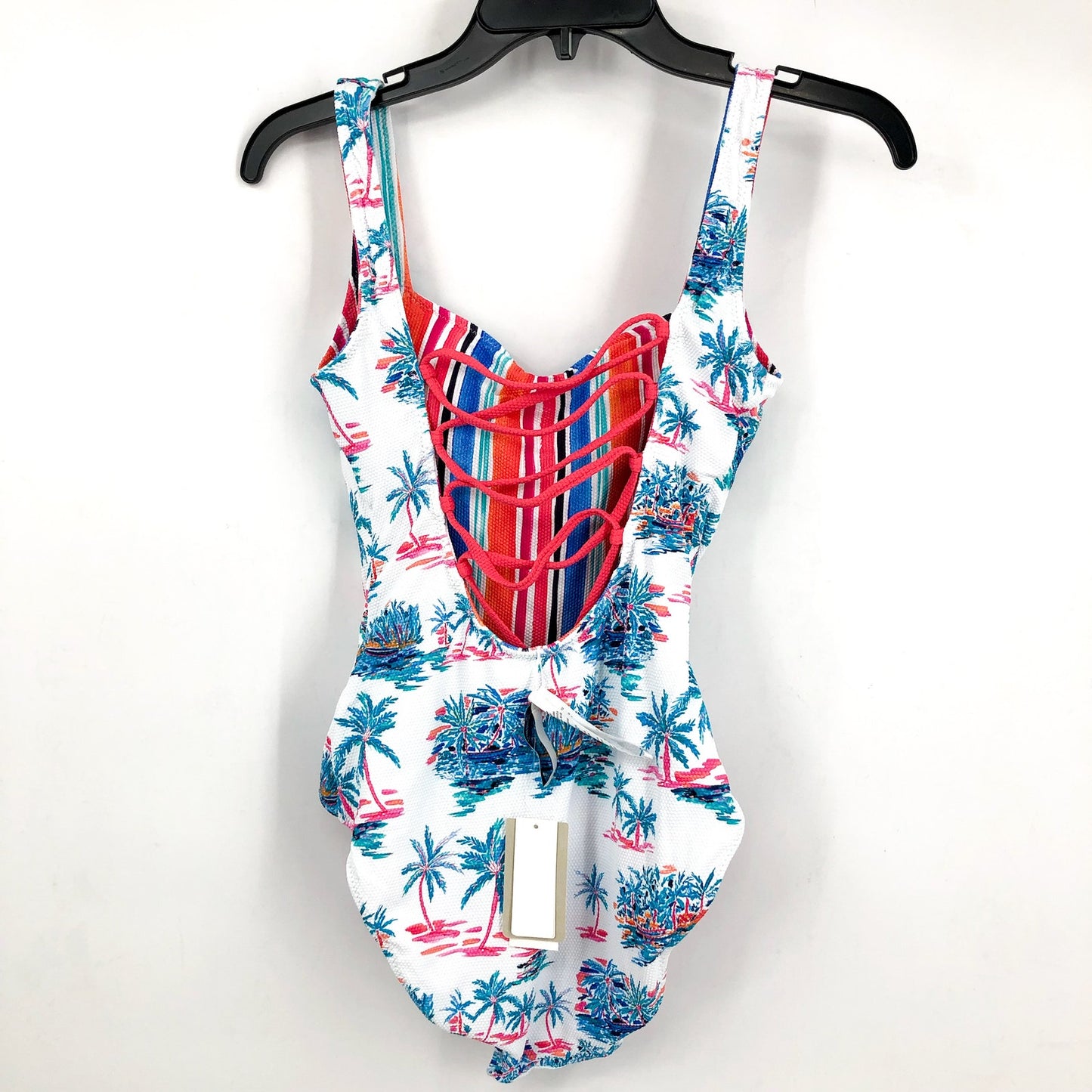 TOMMY BAHAMA Island Cays Oasis One-Piece Swimsuit Size 14 Pink Reversible