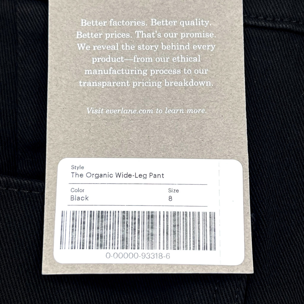 EVERLANE Womens Organic Wide-Leg Crop Pants Size 8 Black Chino Stretch Twill NWT