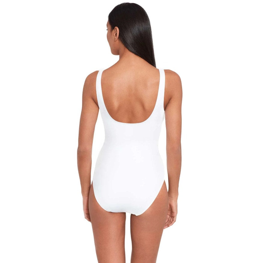 LAUREN RALPH LAUREN One Piece Swimsuit Size 8 White Beach Club Solid Ring NWT