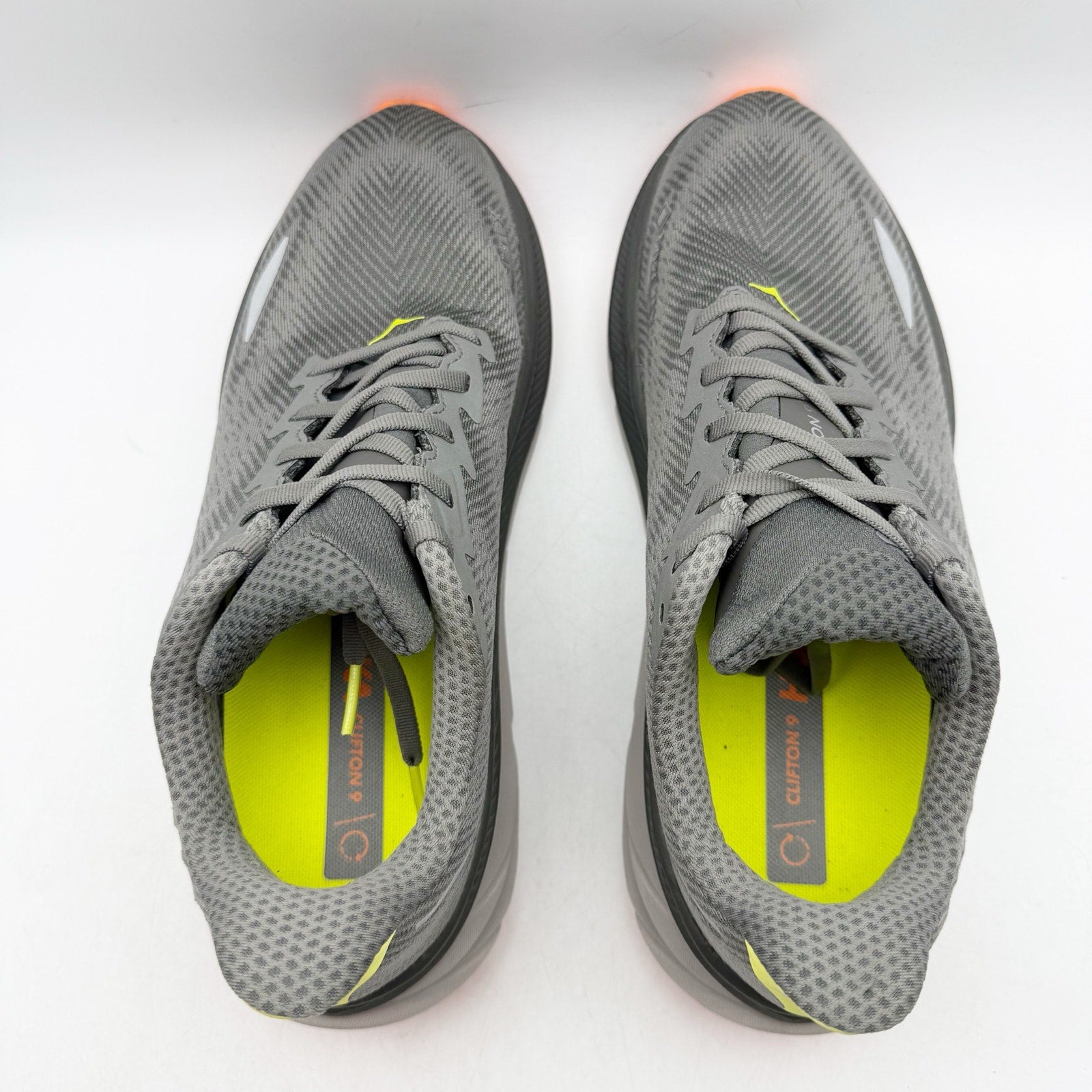 Hoka Mens Clifton 9 GTX Running Sneakers US 10 D Grey Orange WP Athletic NWOB