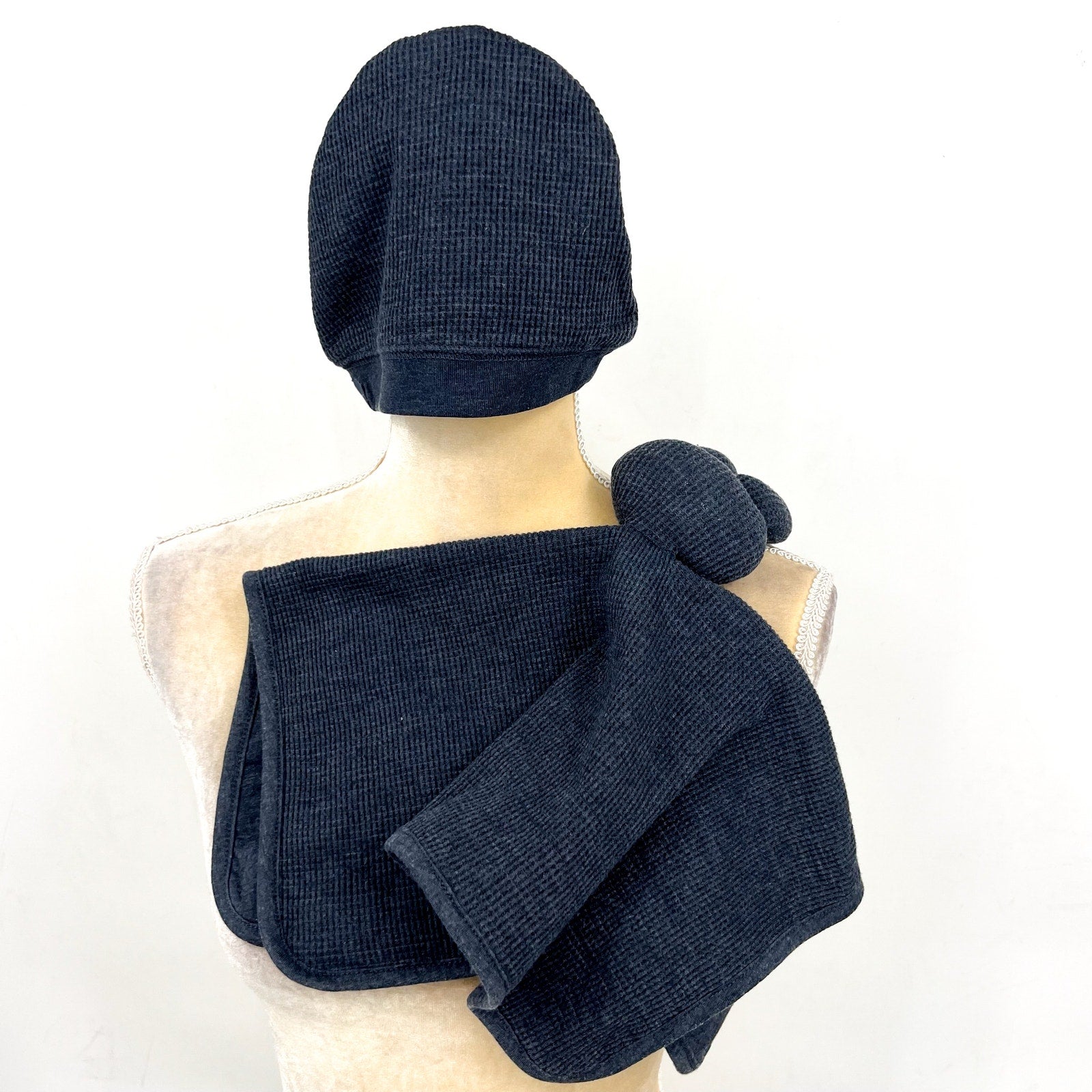 BAREFOOT DREAMS Cozychic Malibu Baby Waffle One Piece Set 12-18 Months Blue NWT