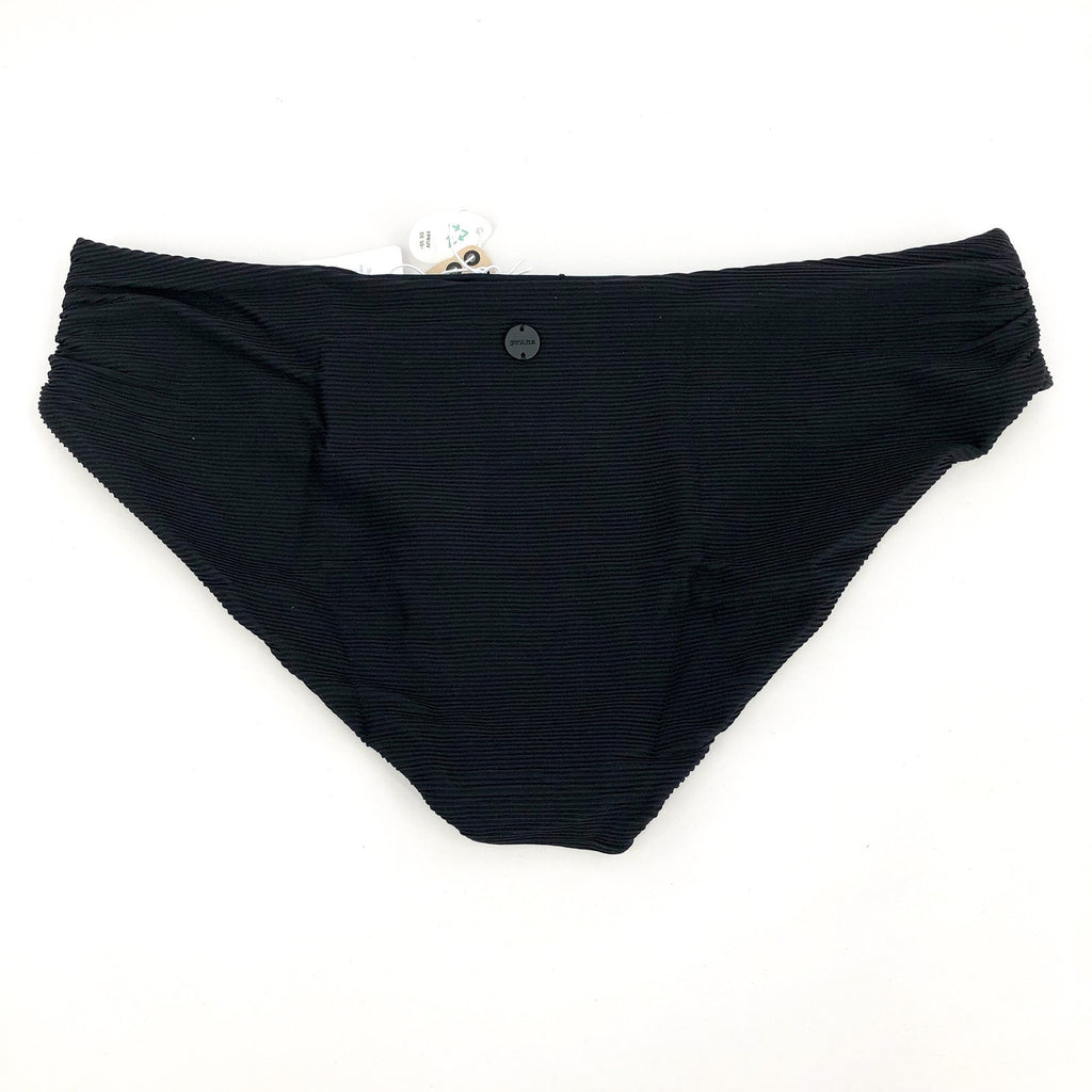 PRANA Women's Marta Bikini Bottom Large Black Ottoman Ribbed Fold Over Band NWT