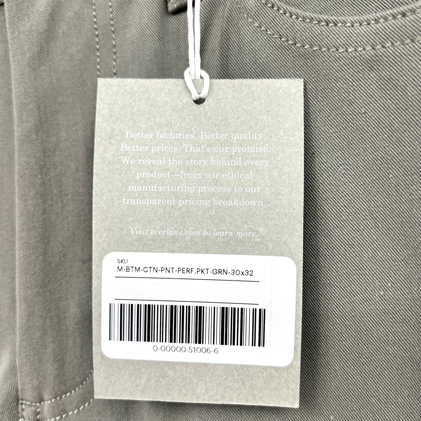 EVERLANE Men's The Performance 5-Pocket Pants 30x32 Green Business Casual NWT