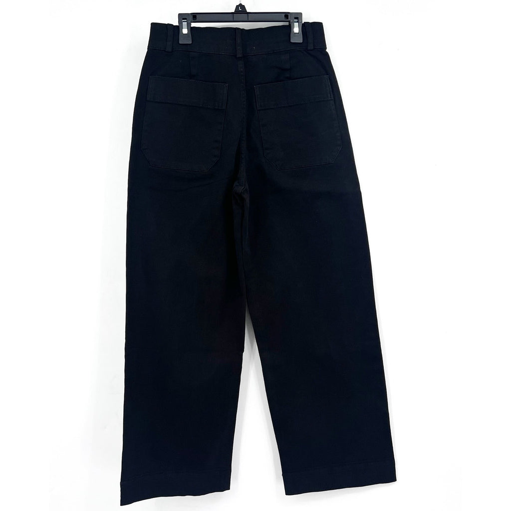 EVERLANE Womens Organic Wide-Leg Crop Pants Size 4 Black Chino Stretch Twill NWT