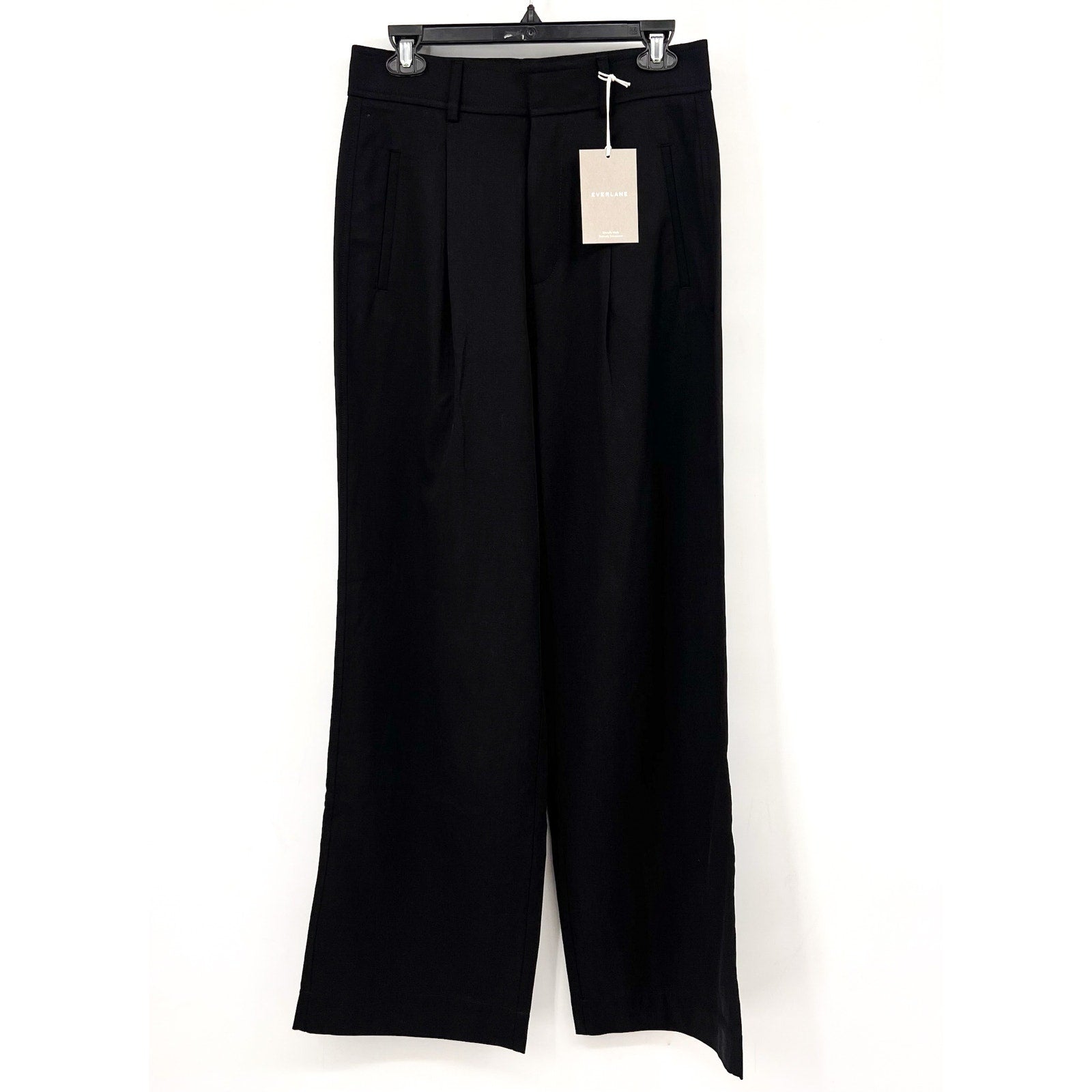 Everlane Womens The Way-High Drape Pant Size 2 Black 31" Inseam Pleated NWT