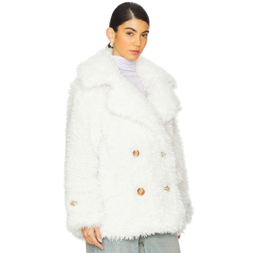 Free People Womens Sophie Faux Fur Peacoat Medium White NWT