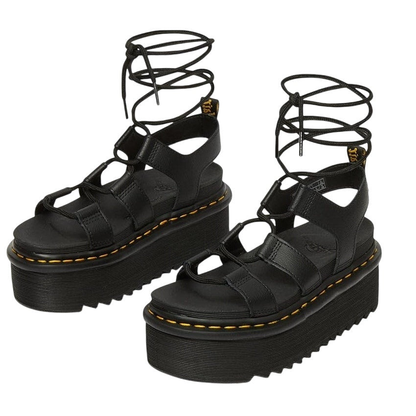 Dr. Marten Women Nartilla Long Platform Strappy Lace Sandal US 7 EU 38 Black NIB