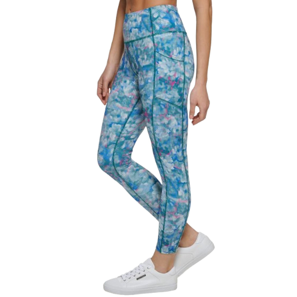 CALVIN KLEIN PERFORMANCE 7/8 Leggings Large Blue Pink Geometric Print NWT