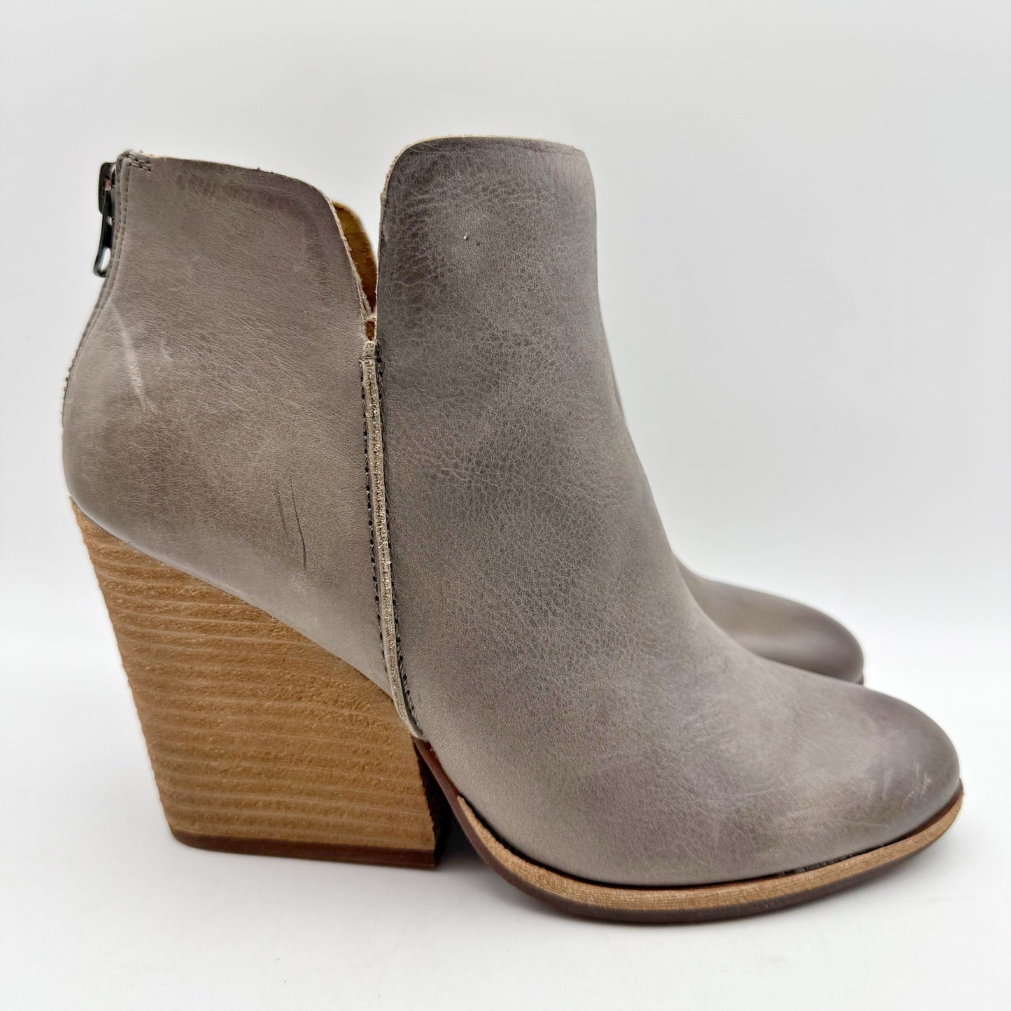 Kork-Ease Womens Chandra ll Heeled Bootie US 8.5 M EU 39 Grey Leather NIB
