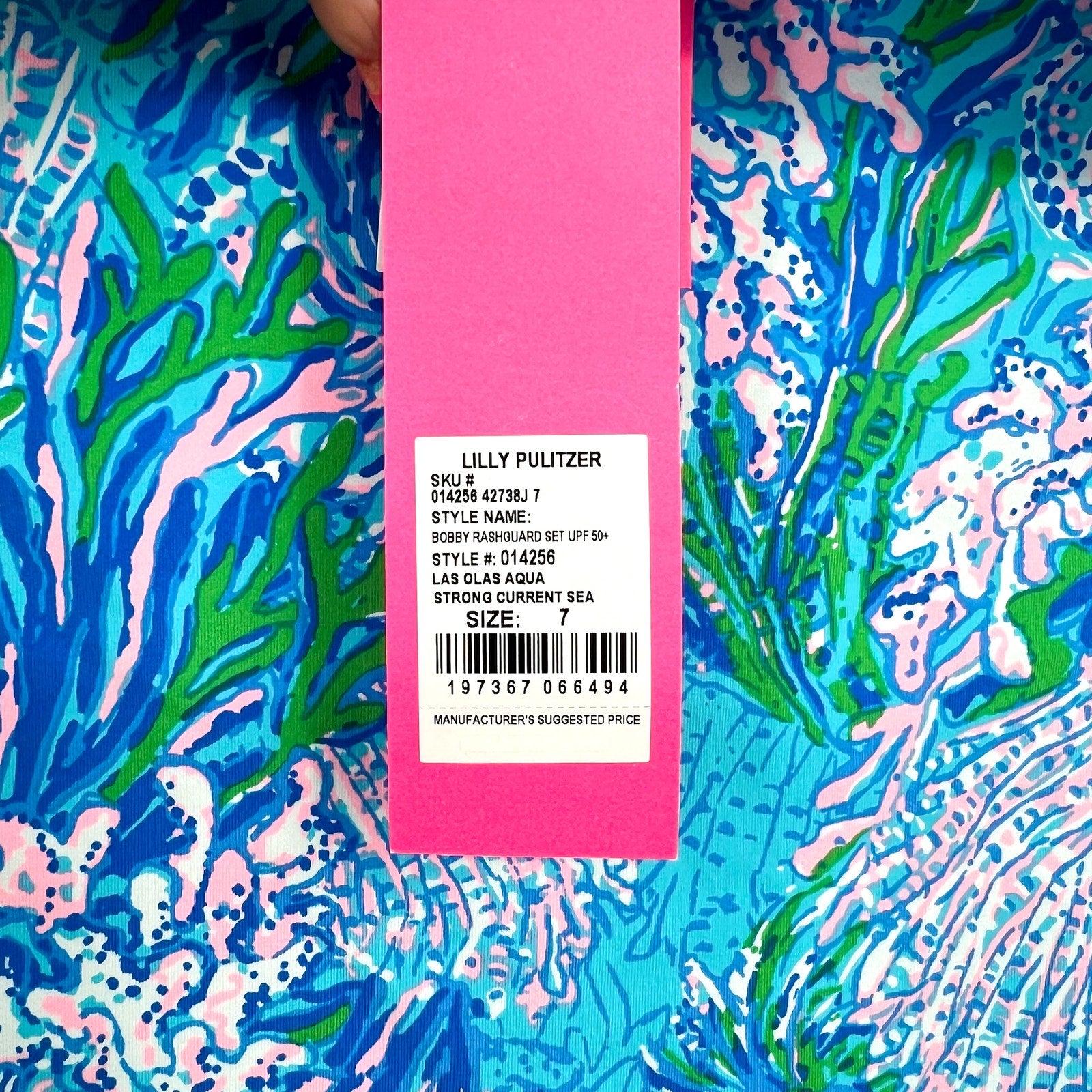 LILLY PULITZER Girls Bobby Rashguard Swimsuit Set Size 7 Los Olas Aqua Blue NWT