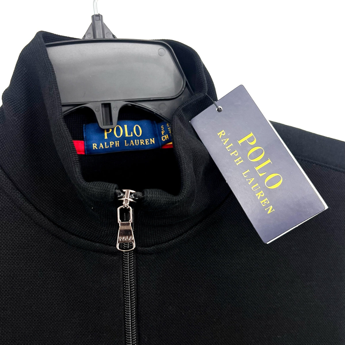 POLO RALPH LAUREN Men's Double-Knit Full Zip Track Jacket Small Polo Black NWT