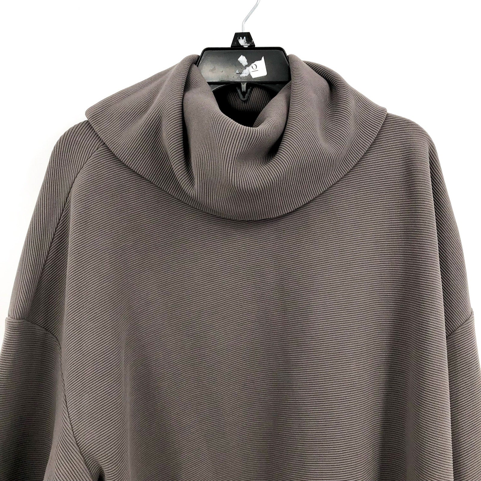 VARLEY Women's Milton Sweatshirt Large Deep Charcoal Ottoman Rib Long Sleeve NWT