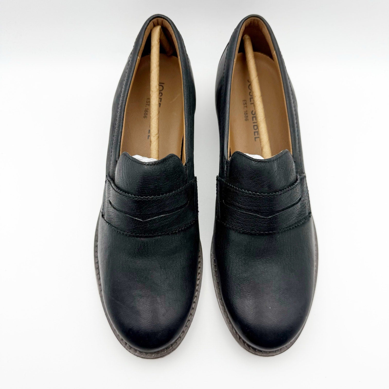 Josef Seibel Womens Sienna 96 Loafers EU 37 US 6.5 Black Washed Leather Shoe NIB